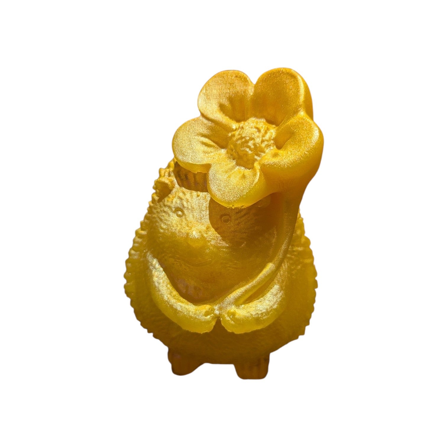 Süßer Igel aus Epoxidharz mit Blume – Handgegossene Resin Deko Figur in Goldgelb