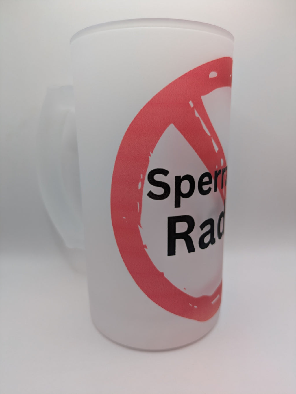 Lustiges Bierglas „Sperrzone Radler“ – Satiniertes Weißglas Bierglas 470 ml – Humorvolles Geschenk