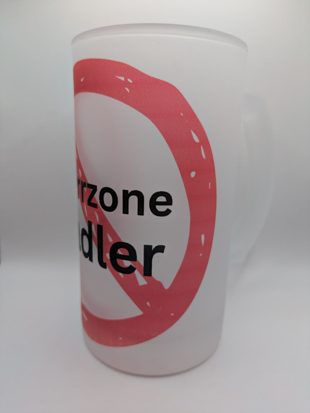 Lustiges Bierglas „Sperrzone Radler“ – Satiniertes Weißglas Bierglas 470 ml – Humorvolles Geschenk