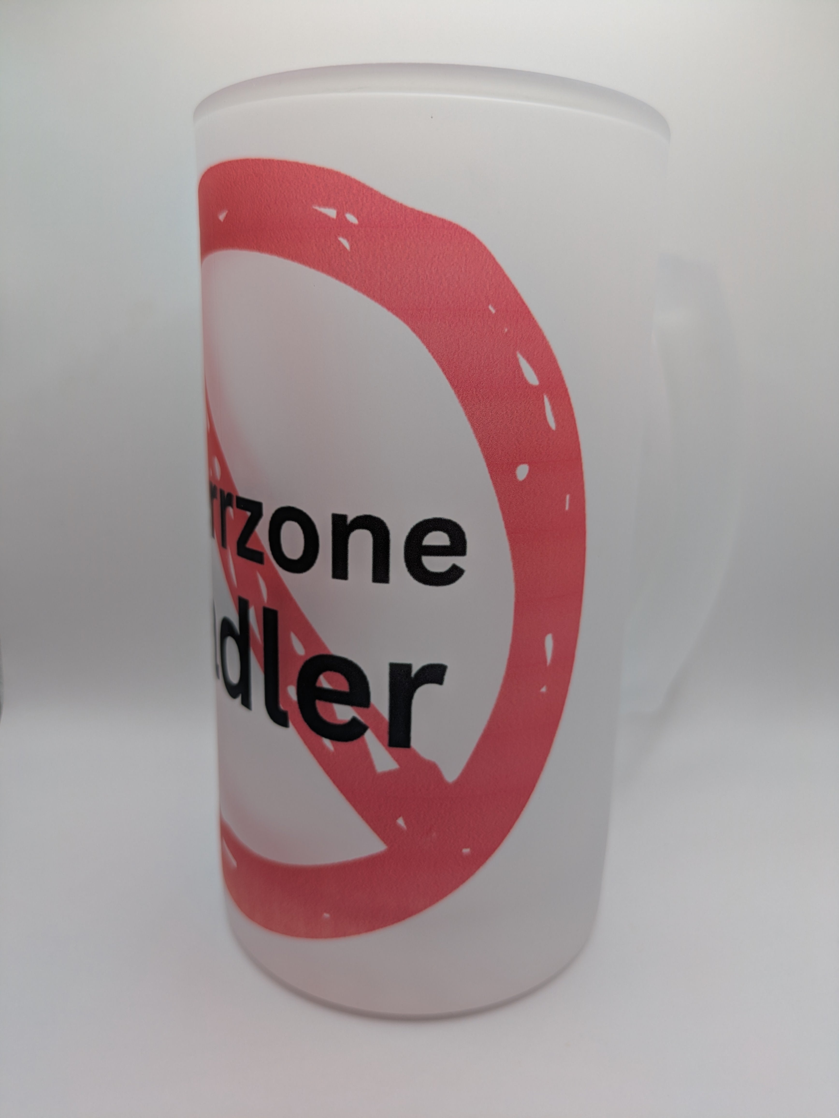 Lustiges Bierglas „Sperrzone Radler“ – Satiniertes Weißglas Bierglas 470 ml – Humorvolles Geschenk
