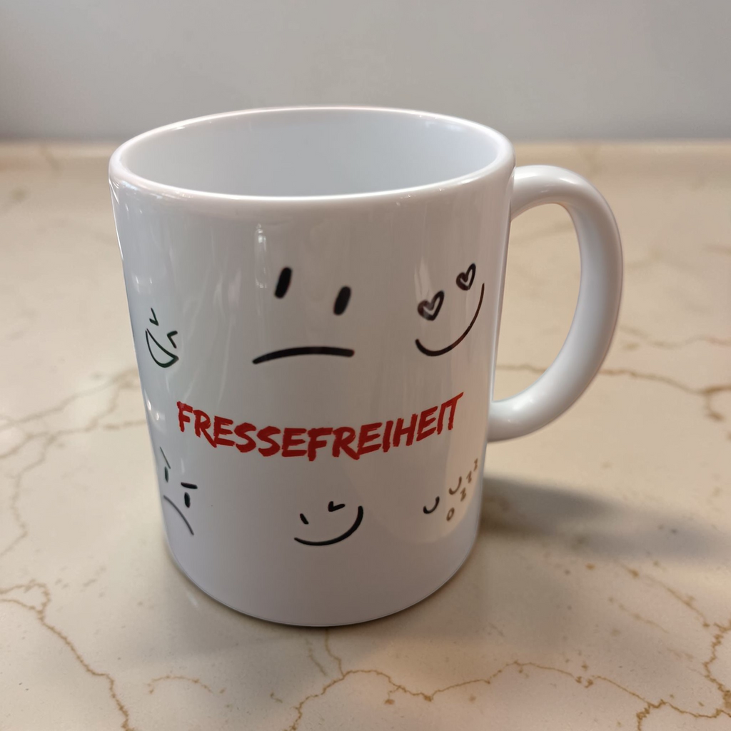 Tasse „Fressefreiheit“ – Humor mit Haltung