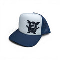 Vintage Trucker Cap mit Monster Motiv – Snapback Kappe in French Navy – Individuell bedruckbar