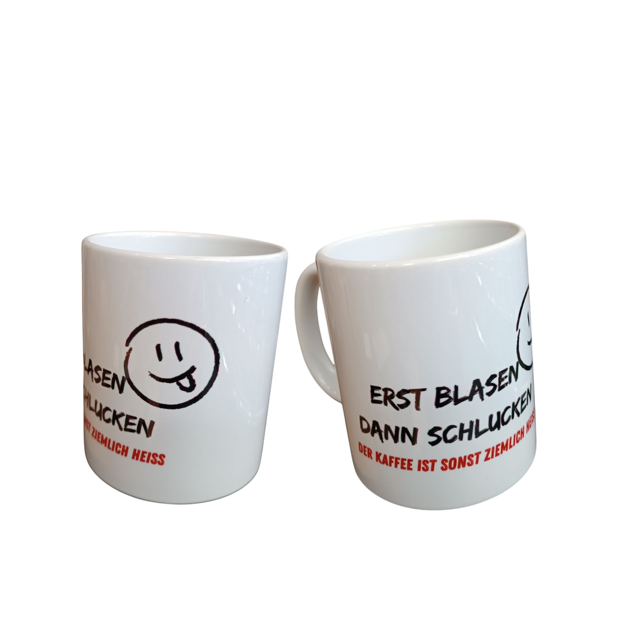 Tasse „Erst blasen, dann schlucken“ – Humor für die Kaffeepause