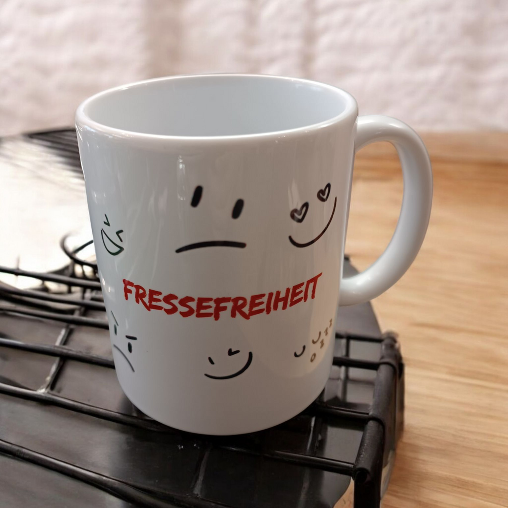 Tasse „Fressefreiheit“ – Humor mit Haltung