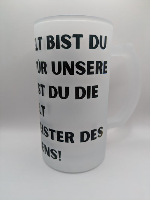 Bierglas mit lustigem Papa Spruch – Satiniertes Weißglas Bierglas 470 ml – Geschenk für Grillmeister & Väter