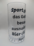 Lustiges Bierglas mit Sport Spruch – Klares Bierglas 470 ml – Humorvolles Geschenk für Bierfans